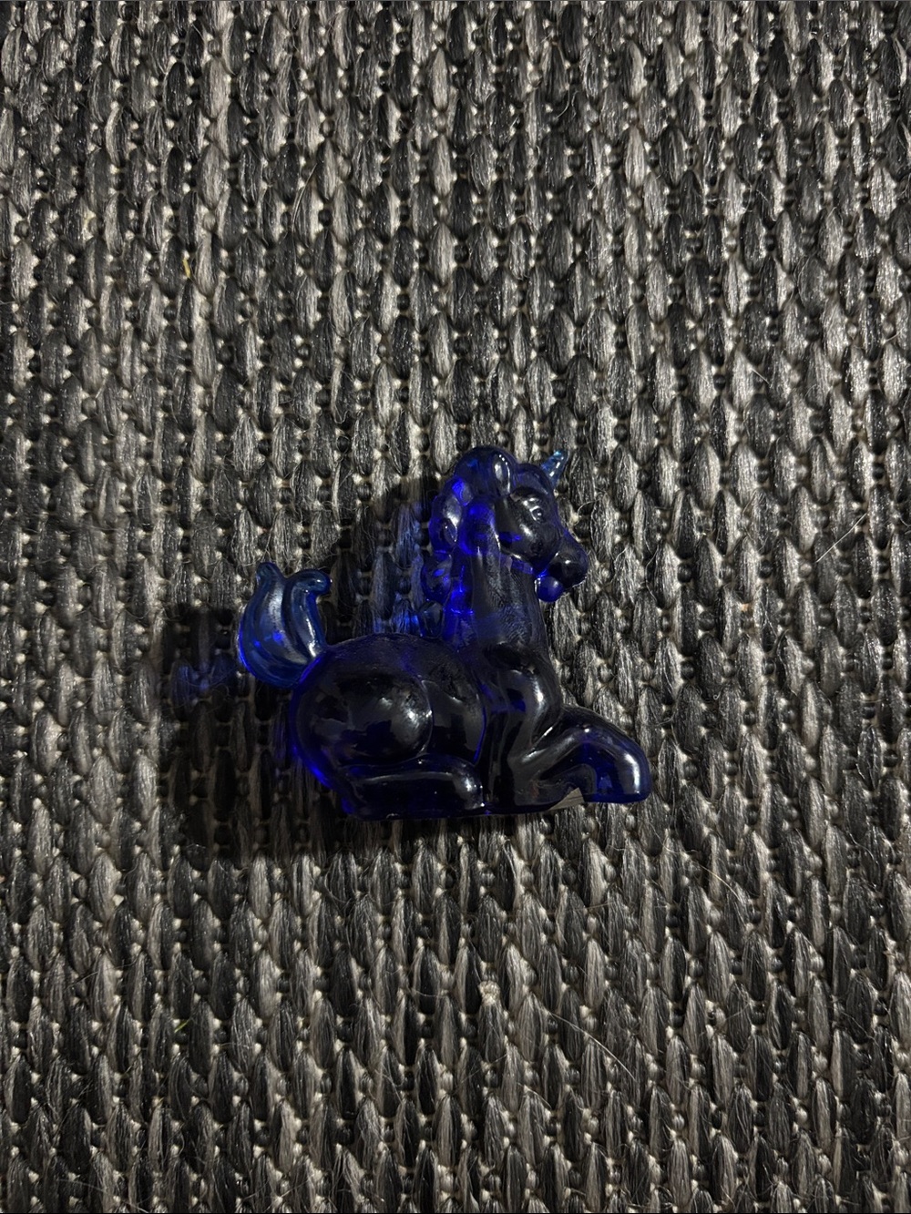 Vintage Boyd Little Glass Lucky The Unicorn Cobolt Blue Collectible
